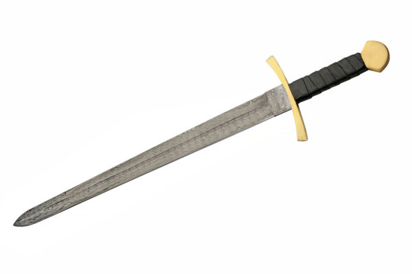 Medieval Full Tang Damascus Steel Blade | Leather Wrapped Handle 29.75 inch Edc Sword