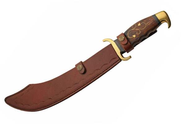 Sea Marauder Damascus Steel Blade Wooden Handle 19 inch Edc Hunting Knife