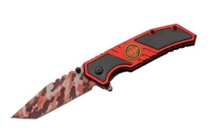 Camo Pattern Folding Knife 7.5″ Stainless Steel Blade - Red