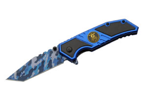 Camo Pattern Folding Knife 7.5″ Stainless Steel Blade - Blue