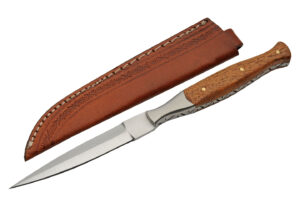 8.5″ Wood Slim Filework Dagger With Leather Sheath 8.5″ Wood Slim Filework Dagger With Leather Sheath