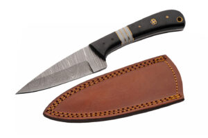 8.5″ Dark Mosaic Hunting Knife With Sheath Damascus Steel Blade 8.5″ Dark Mosaic Hunting Knife With Sheath Damascus Steel Blade