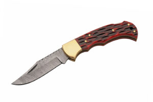 3.75″ Emberlock Folding Knife Damascus Steel Blade