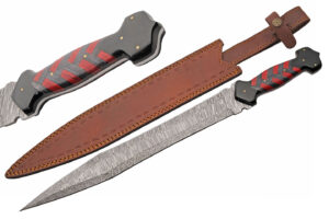 21″ Braided Ruby Short Sword With Leather Sheath