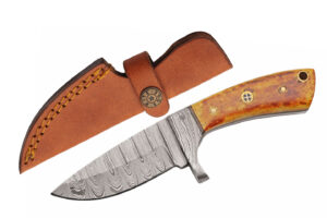 6.5″ Burned Bone Hunting Knife With Leather Sheath 6.5″ Burned Bone Hunting Knife With Leather Sheath