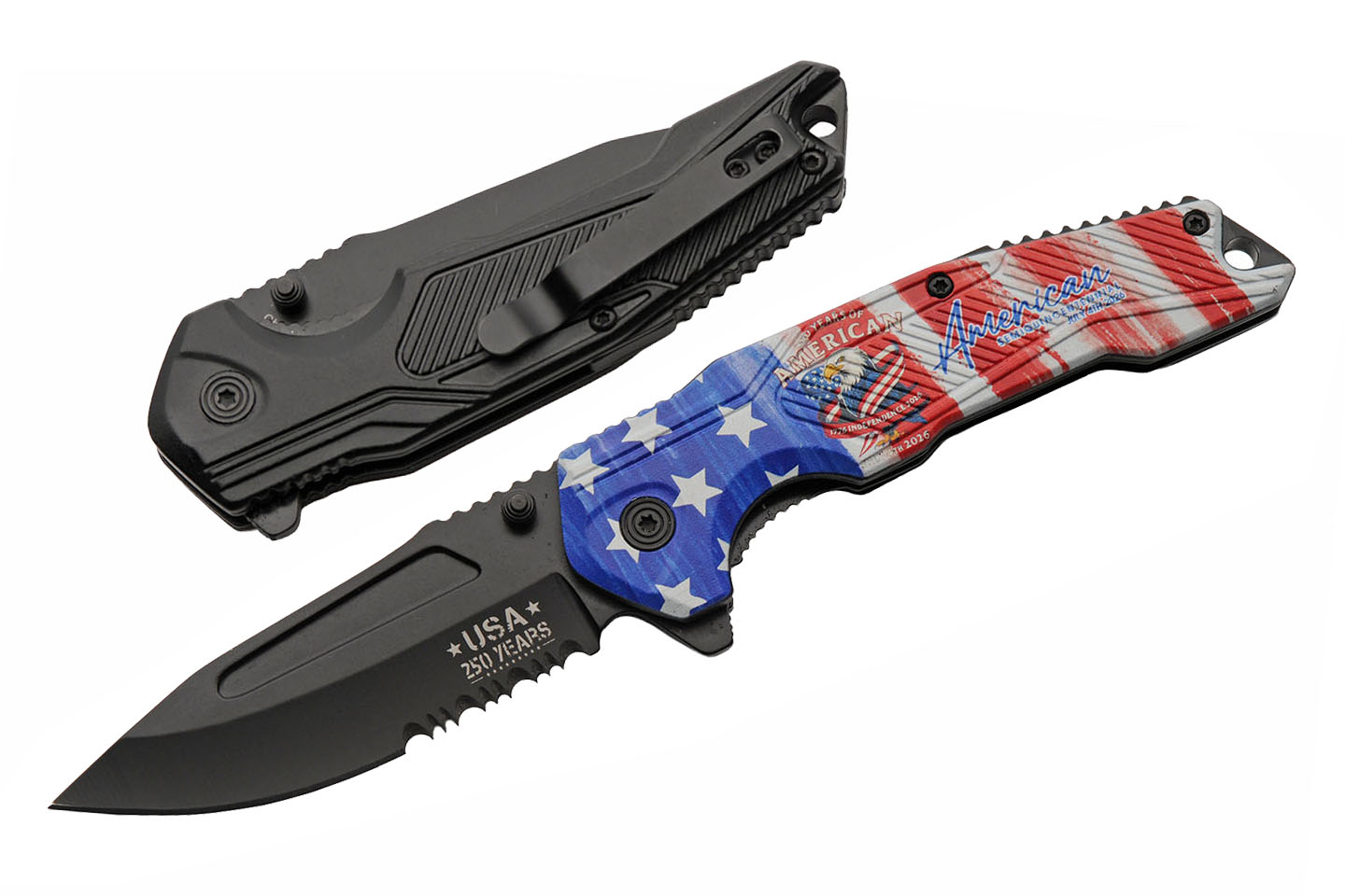 250th Anniversary USA Folding Knife With Clip Aluminum Blade 250th Anniversary USA Folding Knife With Clip Aluminum Blade