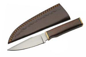8.5″ Unique Wood Handle Skinner Knife With Leather Sheath 8.5″ Unique Wood Handle Skinner Knife With Leather Sheath