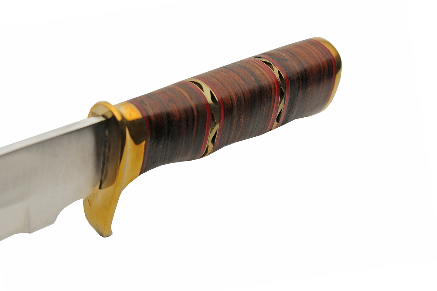 12.5 Filework Stacked Leather Hunting Knife With Leather Sheath 12.5 Filework Stacked Leather Hunting Knife With Leather Sheath