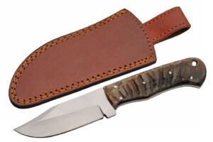 8.5″ Ram Horn Hunting Knife With Leather Sheath 8.5″ Ram Horn Hunting Knife With Leather Sheath