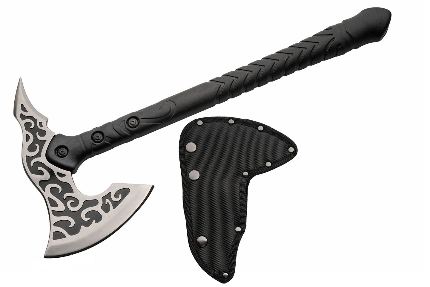 16.25″ Fancy Hatchet with Nylon Fiber Glass Handle and Sheath 16.25″ Fancy Hatchet with Nylon Fiber Glass Handle and Sheath